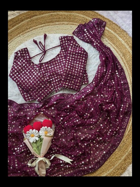 Saree Ghor Charlotte Other - Soft Georgette Saree with Ready Blouse, Cultural Wear for Women